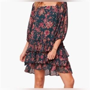 NWT- Band of the Free Mandy Floral Long Sleeve Dress In Pine Berry Size Medium